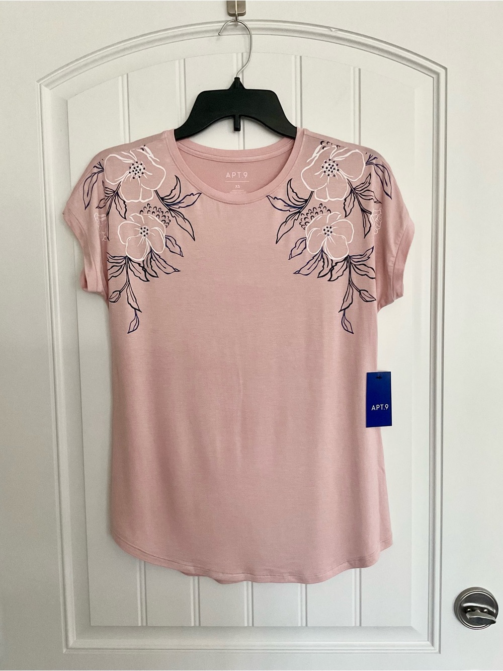Apt. 9‎ Women's Light Pink Floral Short Sleeve Top Size XS NWT